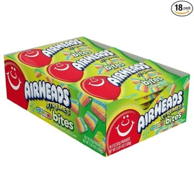Airheads Xtreme Bites Sweet and Sour - 2 oz - Pacote com 18 - 1 caixa - Imagem 1 de 3