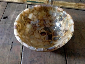 "Handmade Agate Round Washbasin – Stone Sink for Bathroom & Home Decor" - Picture 1 of 4