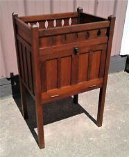 Antique Mahogany Mission Arts and Crafts Sewing Cabinet Stand Drop w Front Lid