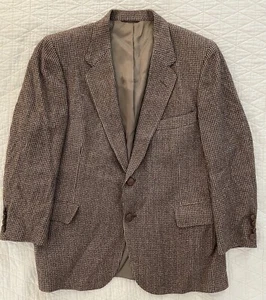 LANVIN Vintage Thick Wool Tweed Jacket with Leather Buttons in Browns Size 40 S - Picture 1 of 7