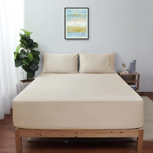 Twin XL Size Fitted Sheet Only Beige, 100% Egyptian Cotton 600 Thread Count, 16" - Picture 1 of 12