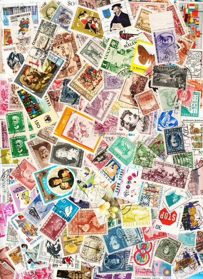 Lote de 150 selos postais internacionais cancelados usados pacote mundial - Imagem 1 de 1