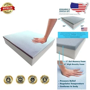 Cooling High-Density Gel Memory Foam Cushion - 5" x 24" x 24" Rectangular Filler - Picture 1 of 6