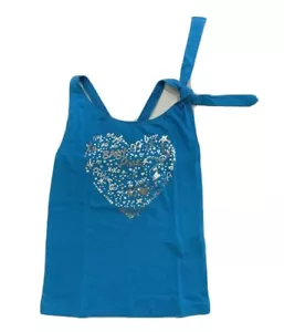 BABY PHAT GIRLS TOP - SILVER HEART SZ 6X BLUE - TANK SHIRT SLEEVELESS PRINTED - Picture 1 of 1