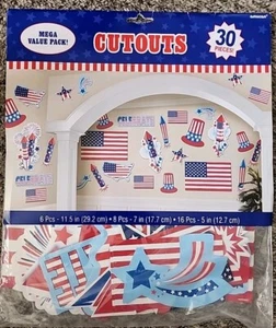 Independence Day Cutouts Patriotic Election 30 Pieces Various Sizes - Picture 1 of 7