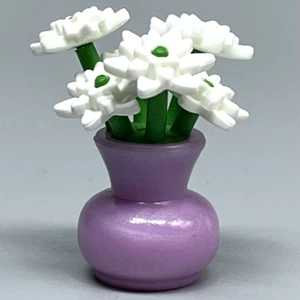 Playmobil White Daisies Pink Iridescent Vase Flowers Table Home Decoration NEW - Picture 1 of 2