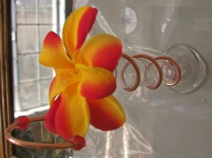 HAND CRAFTED Red & Orange Copper Window Mount Hummingbird Feeder - Picture 1 of 11