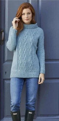 Knitting Pattern copy Ladies Designer cabled front rollneck sweater 32-50" 816J - Image 1 of 4
