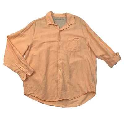 Camisa Caribe Botón Para Hombres XL Goldfish Rayas Lino Mezcla Algodón Manga Larga Foto 1 de 4