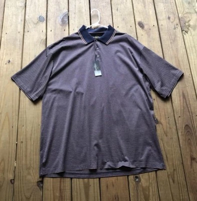NUEVO CON ETIQUETAS Golden Bear Hombre XXL Azul Marino y Rojo Rayas Manga Corta Polo Foto 1 de 4