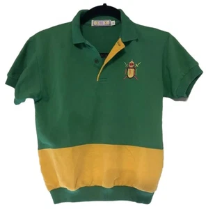 Kids 90s Y2K Vintage Panini Short Sleeve Polo Neon Logo Size 12 Preppy Gorpcore - Picture 1 of 8