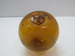 3.02 inch Diameter Gold Pre 1980 Curio Glass Float Buoy Ball (X2254) - Picture 1 of 3