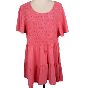 Torrid Smocked Ruffle Top Women's Size 4X Crinkle Stretch Babydoll Cottagecore - Picture 1 of 8