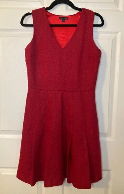 Tommy Hilfiger Women's Melon Pink Tweed Wool Blend V Neck Dress - Size 6 - Image 1 of 4