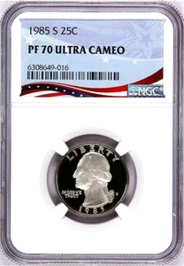 1985-S Washington Proof Quarter, Graded PF70UC by NGC * Registry Quality Coin! - Picture 1 of 4