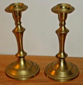 Sold BRASS CANDLESTICKS Pair of Candle Holders 8"H handmade in India - Picture 1 of 4