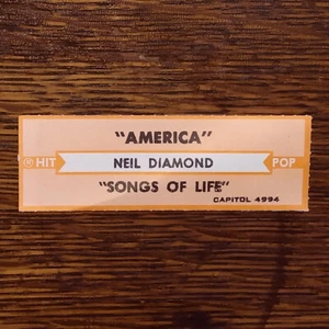 Jukebox Strip: NEIL DIAMOND - America / Songs of Life 1981 Jazz Singer 4994 Tag - Picture 1 of 2