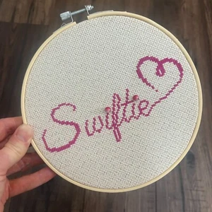 Taylor Swift - Swifty Heart - Finished Counted Cross Stitch - Ready to Hang - Picture 1 of 2