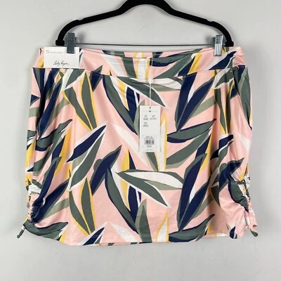 Dama Hagen Skort Talla XXL Golf 16" Fruncido Lateral Retro Hoja Estampado Rosa Esmerilado Foto 1 de 4