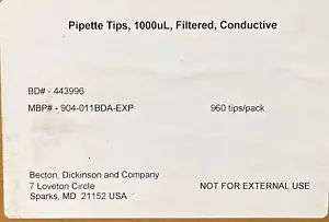 BD Diagnostics Kiestra™ InoqulA Cat#443996 punta pipetta 1000UL 4800CS - Foto 1 di 4