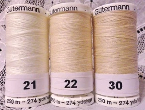 3 NEW cream beige GUTERMANN 100% polyester Sew-all thread 274 yards each Spool  - Picture 1 of 1