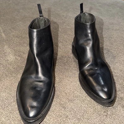 MARSELL Botines de Cuero Negro Tacón Bloque Cremallera Trasera Para Mujer Talla 36 1/2 EU 6 US Foto 1 de 4