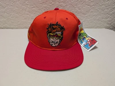 Vintage 1993 Marvel Cyclops Hat Snapback American Needle XMen Orange Red Comic - Image 1 of 4