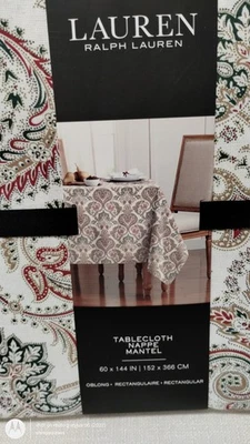 Ralph Lauren MANTEL DE NAVIDAD Medallón Jacobo Paisley Rojo Verde 144" NUEVO Foto 1 de 4