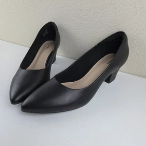 Clarks Teresa Step decolte donna tacco medio in pelle nera 9 M - Foto 1 di 10