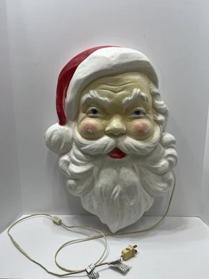 Vintage Christmas Lighted Blow Mold SANTA FACE Head 22” Union Products USA WORKS - Image 1 of 4