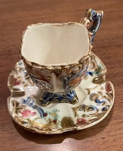 Vintage Occupied Japan China Demitasse Teetasse und Untertasse 1940’s Ornate Floral - Bild 1 von 14
