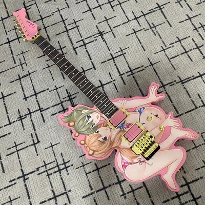 Anime beautiful girl shaped Electric Guitar Floyd Rose Tremolo HH Pickups 24Fret - Image 1 of 4