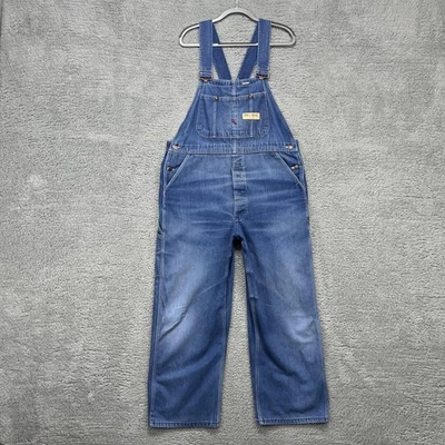 Big Mac Bib Overalls Mens 40x30 Blue Denim Low Back Workwear Adjustable X-Back - Image 1 of 4