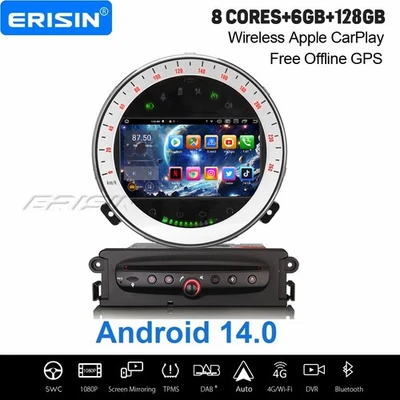 128GB Android 14 DAB+ Autoradio CarPlay Navi WiFi USB 8 Kern BMW Mini Cooper R56 - Bild 1 von 4
