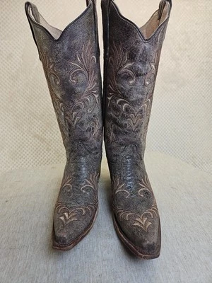 Botas de Vaquero Circle G By Corral W. Talla 7.5 M Cuero Envejecido Bordado Foto 1 de 4