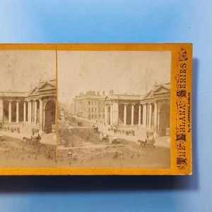 Dublin City Stereoview 3D C1870 Real Photo College Green Horse Cart A/F Ireland - Picture 1 of 3