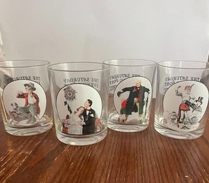 Norman Rockwell Glas Set Saturday Evening Post Glaswaren Sammlung 4 Stück - Bild 1 von 6