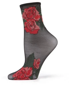 Beauty Rose Garden Sheer See-Through Ankle Socks - Picture 1 of 4