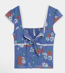 Free People Call Me Baby Bluse Blau Quarz - Gänseblümchen Größe M - Bild 1 von 7