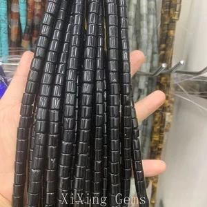 8 mm Natürlicher Schwarzer Stein Zylinder Röhrenförmig Zwischenring Perlen für Schmuck Herstellung Zum Selbermachen - Bild 1 von 6