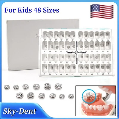 Dental Kids Primary Molar Crowns Stainless Steel Pediatric Crown Kit 48 Sizes - Image 1 of 4