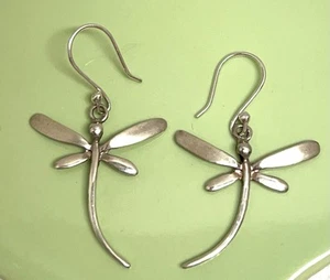 Dragonfly Earrings 925 Sterling Silver 1 3/4” Long Dangle MX Vintage MINT Cond - Picture 1 of 7