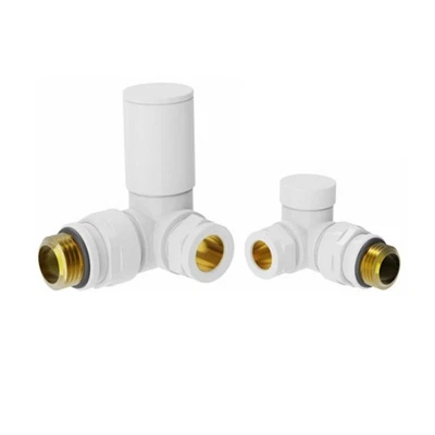 FNX BATHROOMS Manual Radiator Valve Round Corner - 15mm x R 1/2" - White