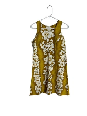 Vestido Hawaiano Vintage Royal Creations Talla Pequeña Dorado Sin Mangas Floral Foto 1 de 4