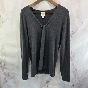 Title Nine Sweater Womens Medium Gray Cotton Pullover V Neck - Picture 1 of 11