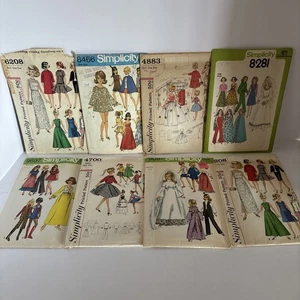 Vintage 1960s Simplicity Fashion Doll Wardrobe Sewing Patterns Size 11.5” Lot 8 - Picture 1 of 9