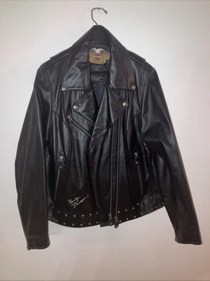 ⭐⭐ Women’s Harley Davidson Leather Jacket. Medium Studded BLUE WINGS Size 1W - Image 1 of 4