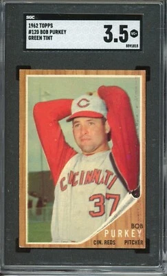 1962 Topps Baseball #120 Bob Purkey Green Tint SGC 3.5 - Image 1 of 2