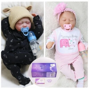 22" Real Lifelike Reborn Dolls Girl/Boy/Twins Vinyl Silicone Newborn Baby Doll - Picture 1 of 19