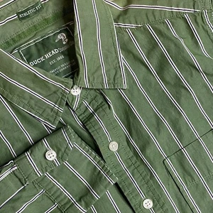 Duck Head Men’s Medium Long Sleeve Button Down Green Stripe Athletic Fit Shirt - Picture 1 of 7
